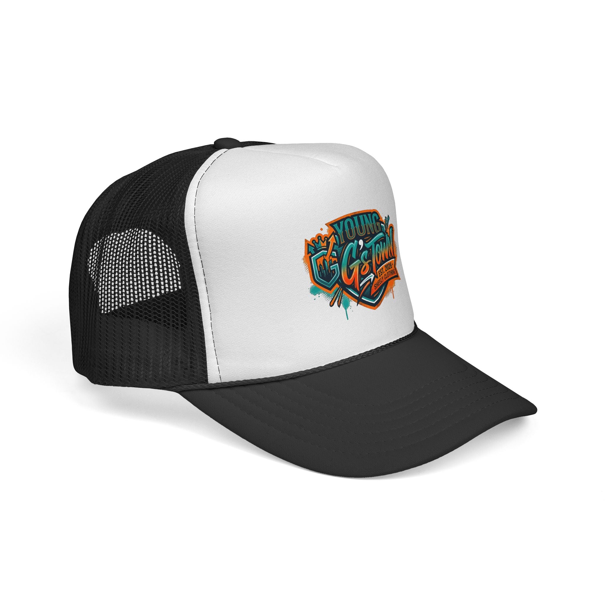 Young G's Town Trucker Cap – Retro Graffiti Logo Mesh Hat
