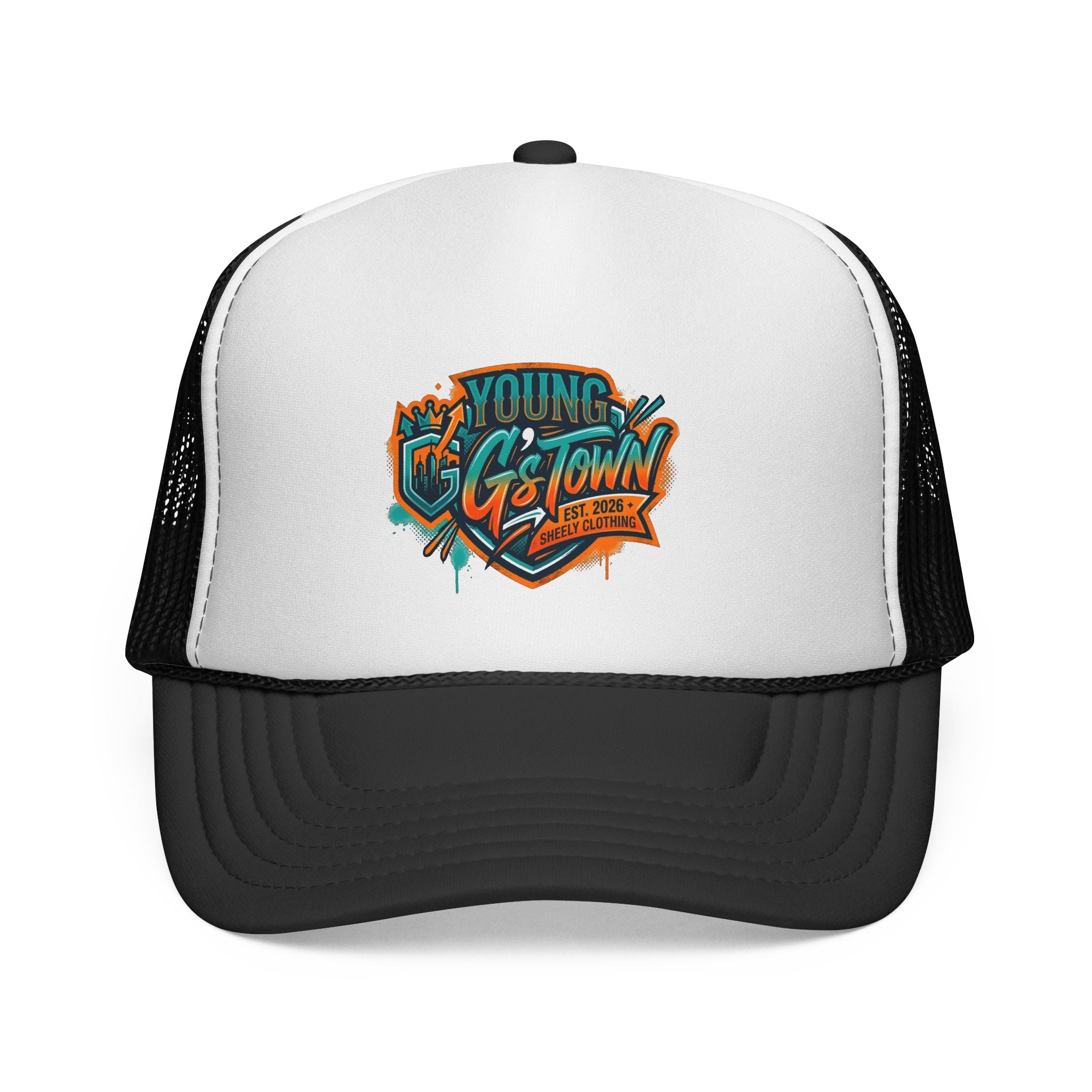 Young G's Town Trucker Cap – Retro Graffiti Logo Mesh Hat