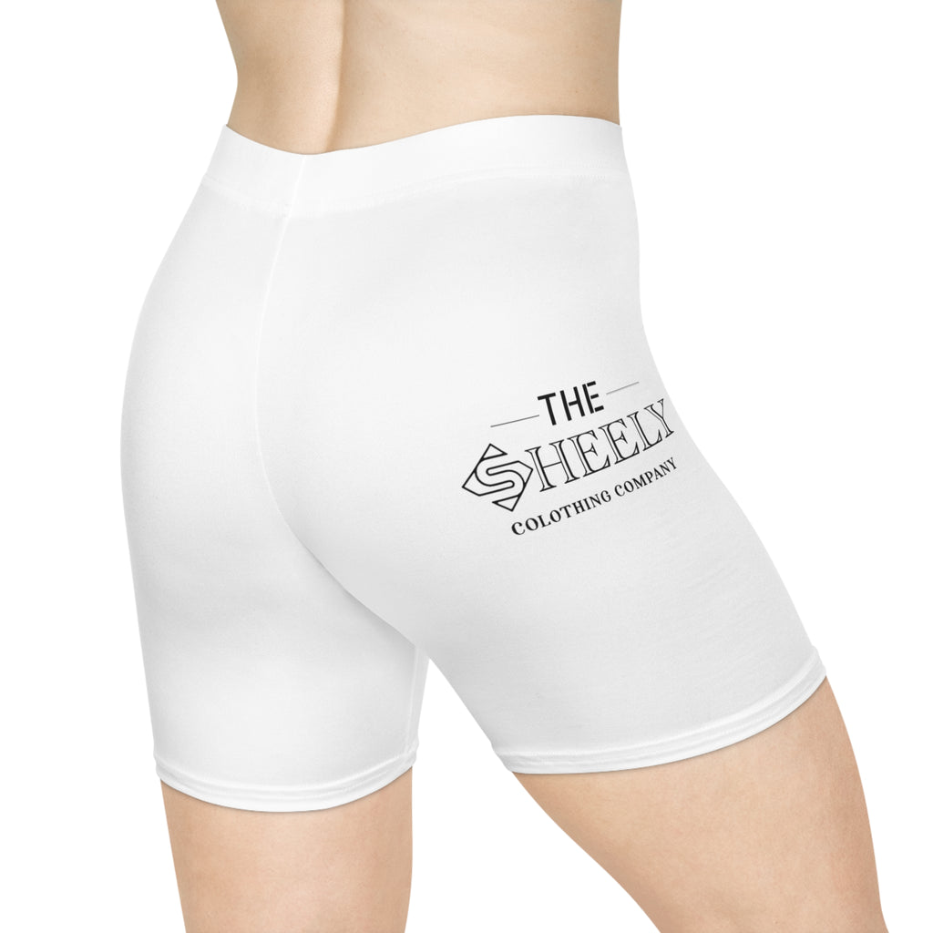White Logo Biker Shorts — The Sheeple Clothing Co. Activewear