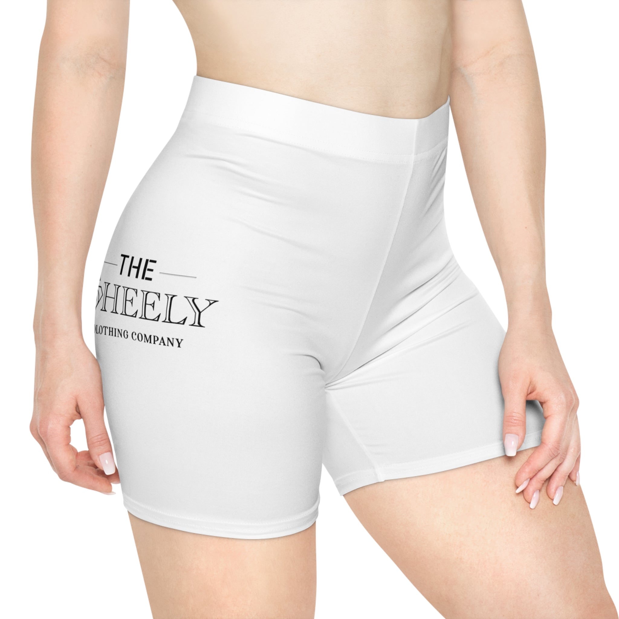 White Logo Biker Shorts — The Sheeple Clothing Co. Activewear
