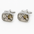 Heavy Duty Steampunk Clock Parts Cufflinks | Stainless Steel Watch Movement Cuff Links for Him